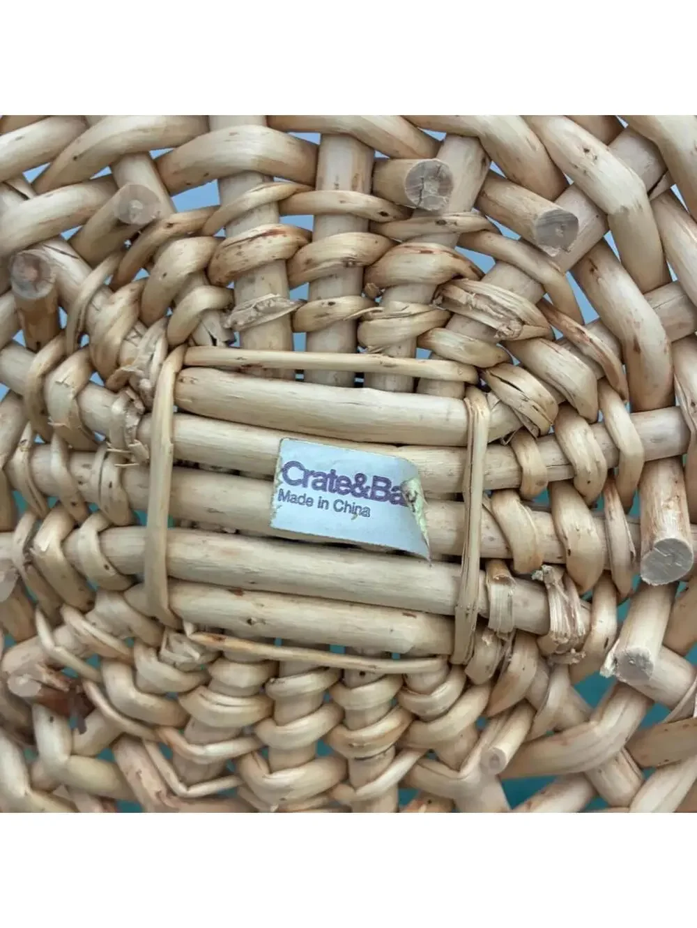 Vintage Crate & Barrel Willow Wicker Basket Open Loop Rim 12” Bowl